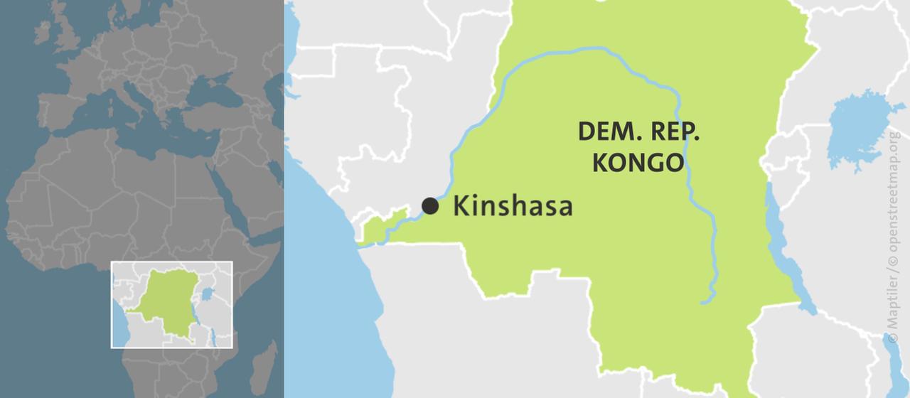 Karte der Demokratischen Republik Kongo mit Kinshasa