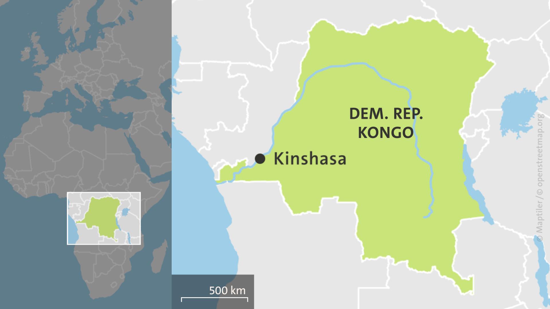 Karte der Demokratischen Republik Kongo mit Kinshasa | ARD-aktuell