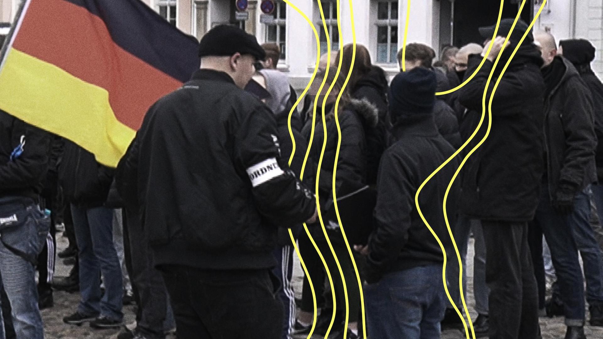 Neonazis demonstrieren am 1. März 2025 in Wismar gegen Linksextremismus und für ein starkes und vereintes Deutschland. | NDR