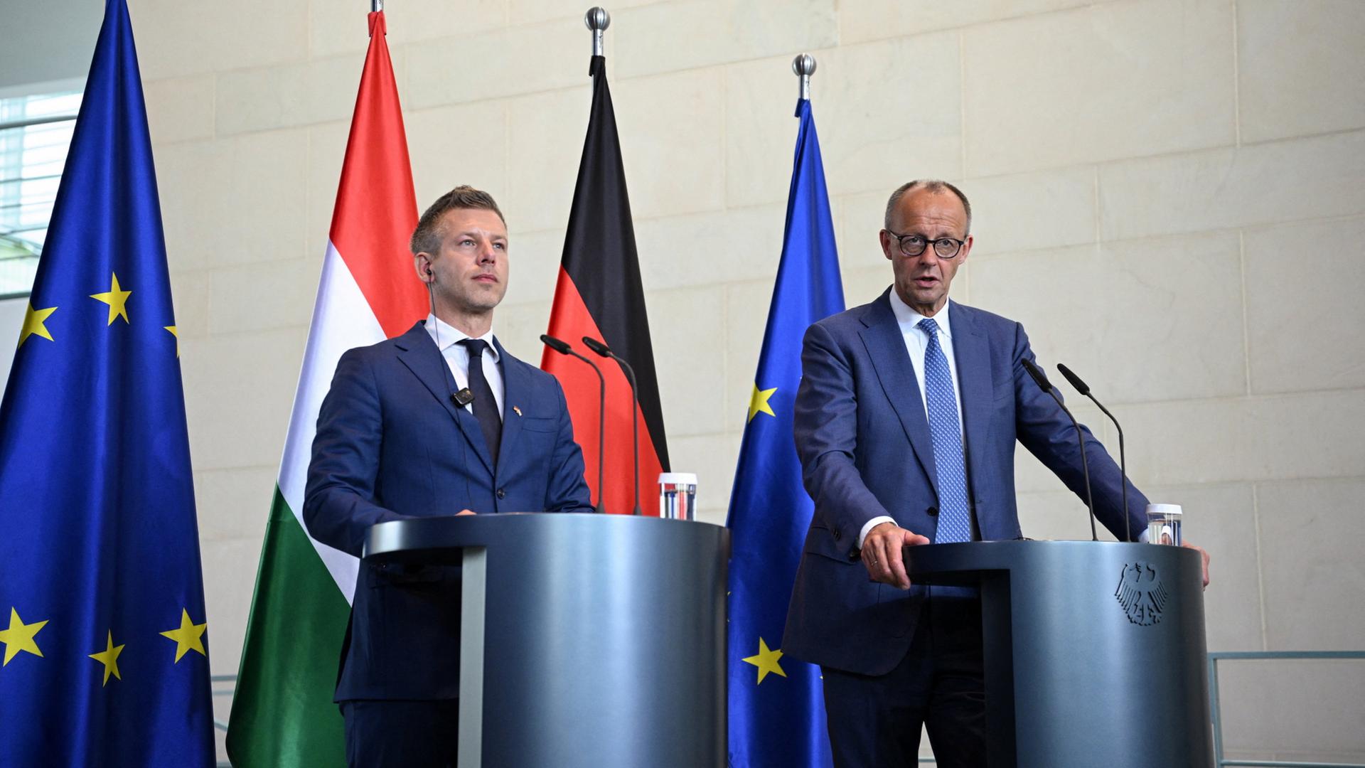 Peter Magyar und Friedrich Merz | REUTERS