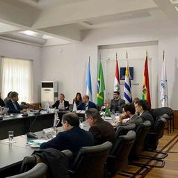 Teilnehmerinnen bei einem Mercosur-Meeting in einem Sitzungsraum