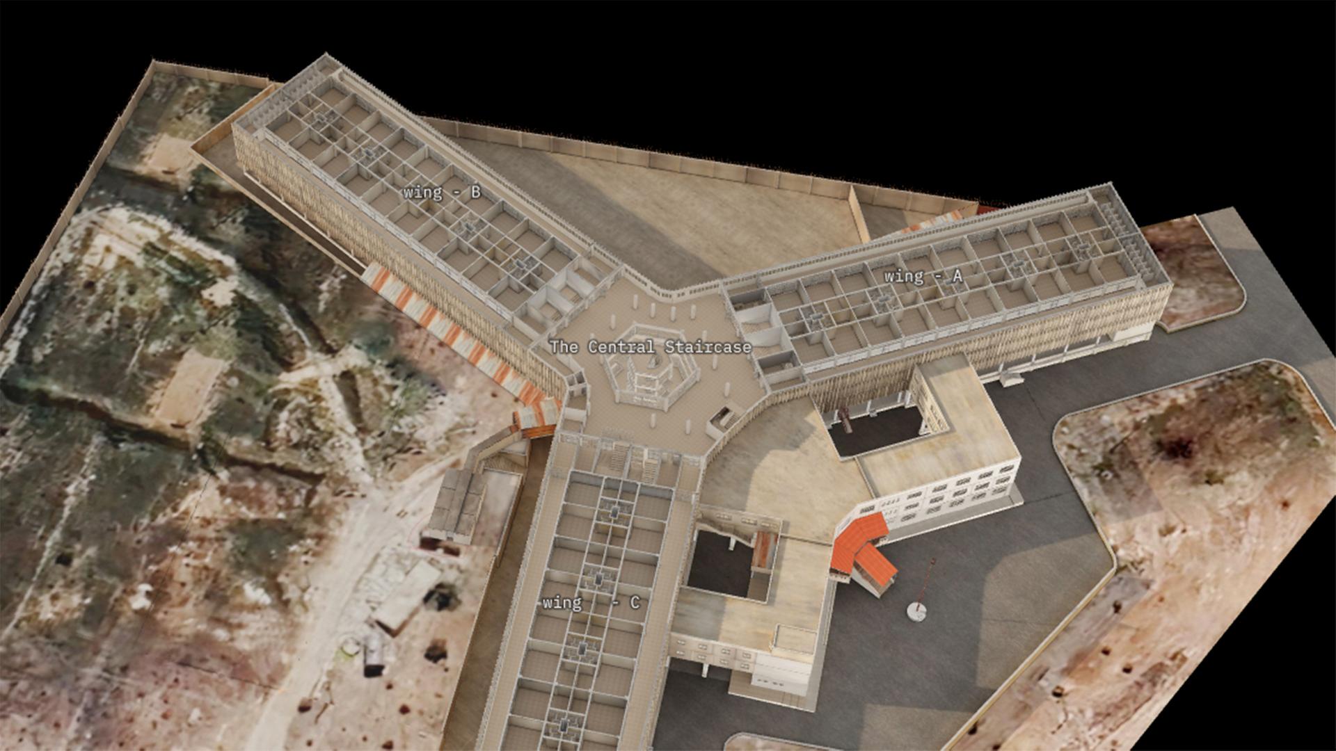 Ein Modell zeigt ein Gefängnis in Syrien. | prisons.museum/en
