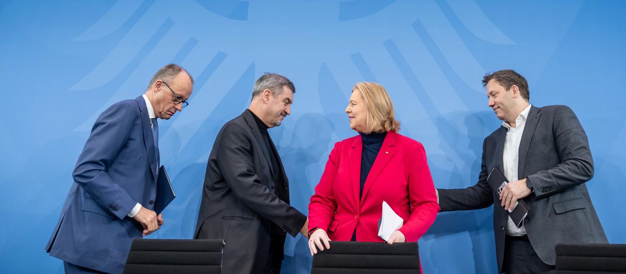 Markus Söder, Friedrich Merz, Bärbel Bas und Lars Klingbeil
