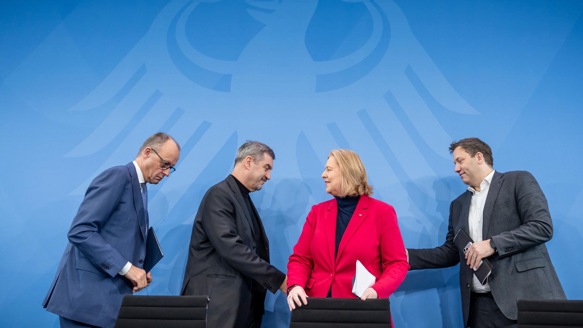 Markus Söder, Friedrich Merz, Bärbel Bas und Lars Klingbeil | dpa