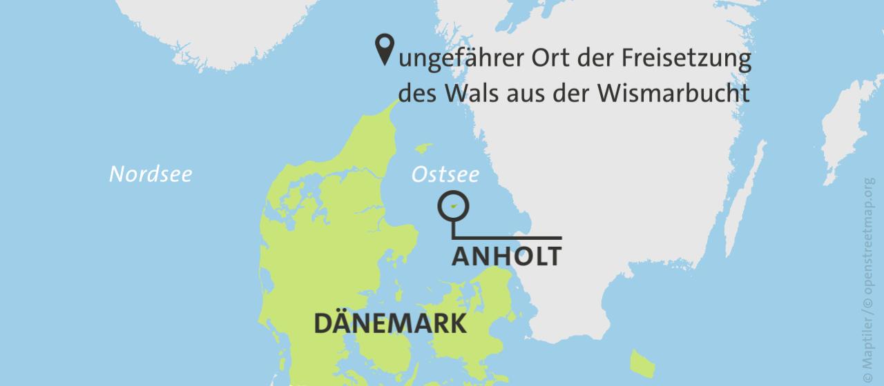 Karte Dänemark mit der Insel Anholt