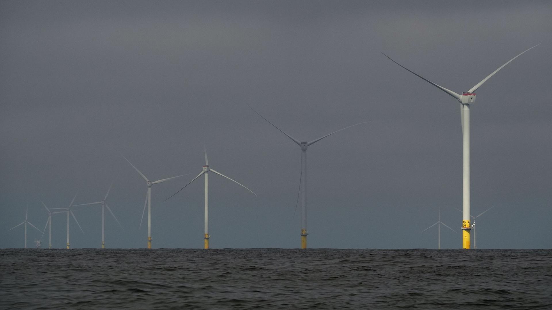 Windkraftanlagen im Offshore-Windpark ?South Fork Wind? vor der K�ste von Block Island, Rhode Island. | AP