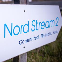 Ein Schild mit dem Logo "Nord Stream 2"