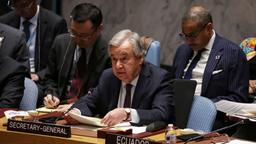 UN-Generalsekretär Antonio Guterres vor dem UN-Sicherheitsrat am 8. Dezember 2023