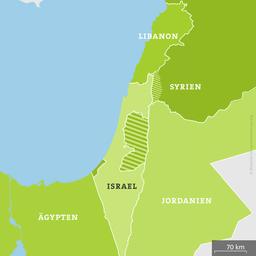 Karte Israel mit Ägypten, Syrien, Libanon und Jordanien