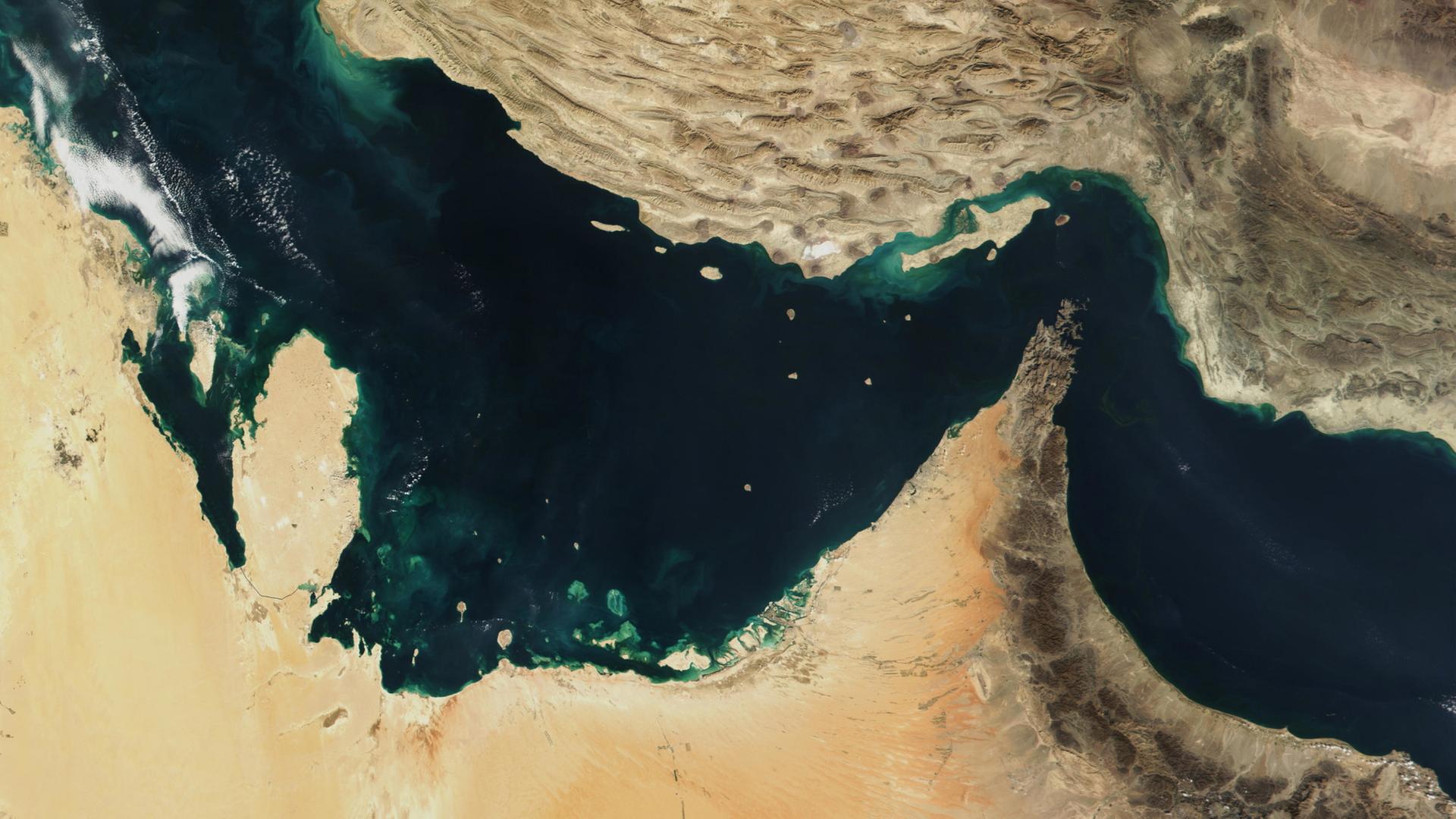 Satellitenaufnahme der Straße von Hormus. (Archivbild: 27.12.2011) | The Visible Earth/NASA/dpa