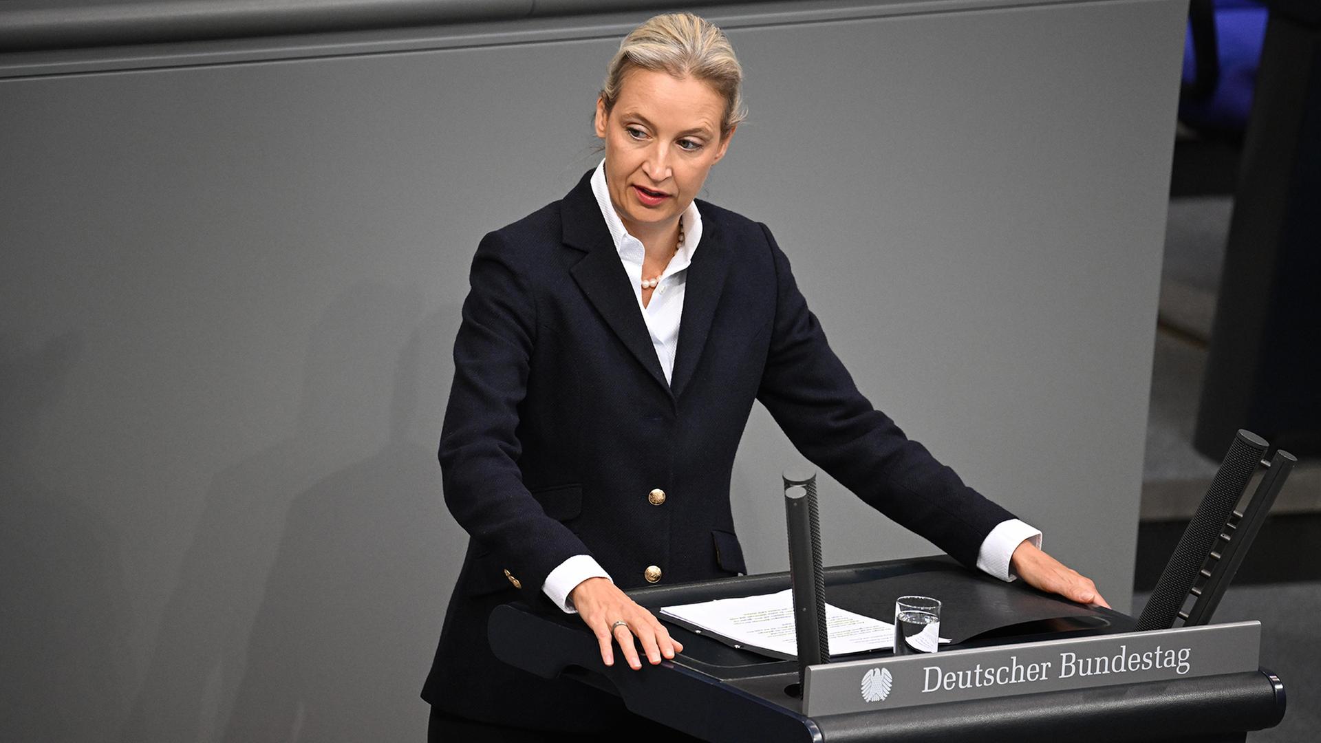 Alice Weidel spricht im Bundestag. | dpa