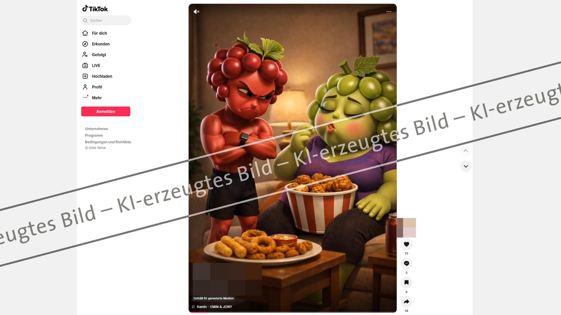 Screenshot der Social-Media-Plattform TikTok mit 
