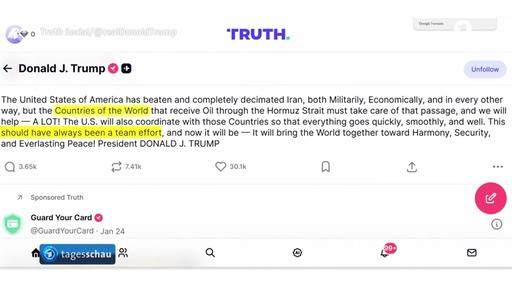 USA erwarten Unterstützung zur Sicherung der Straße von Hormus