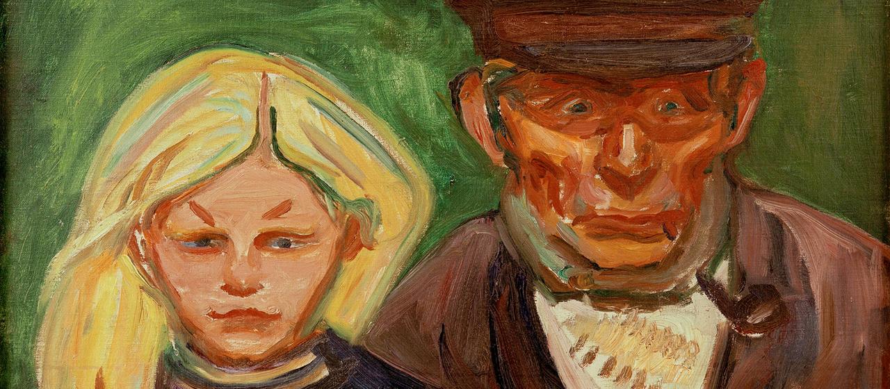 Das Kunstwerk "Alter Fischer mit Tochter" (1902) von Edvard Munch