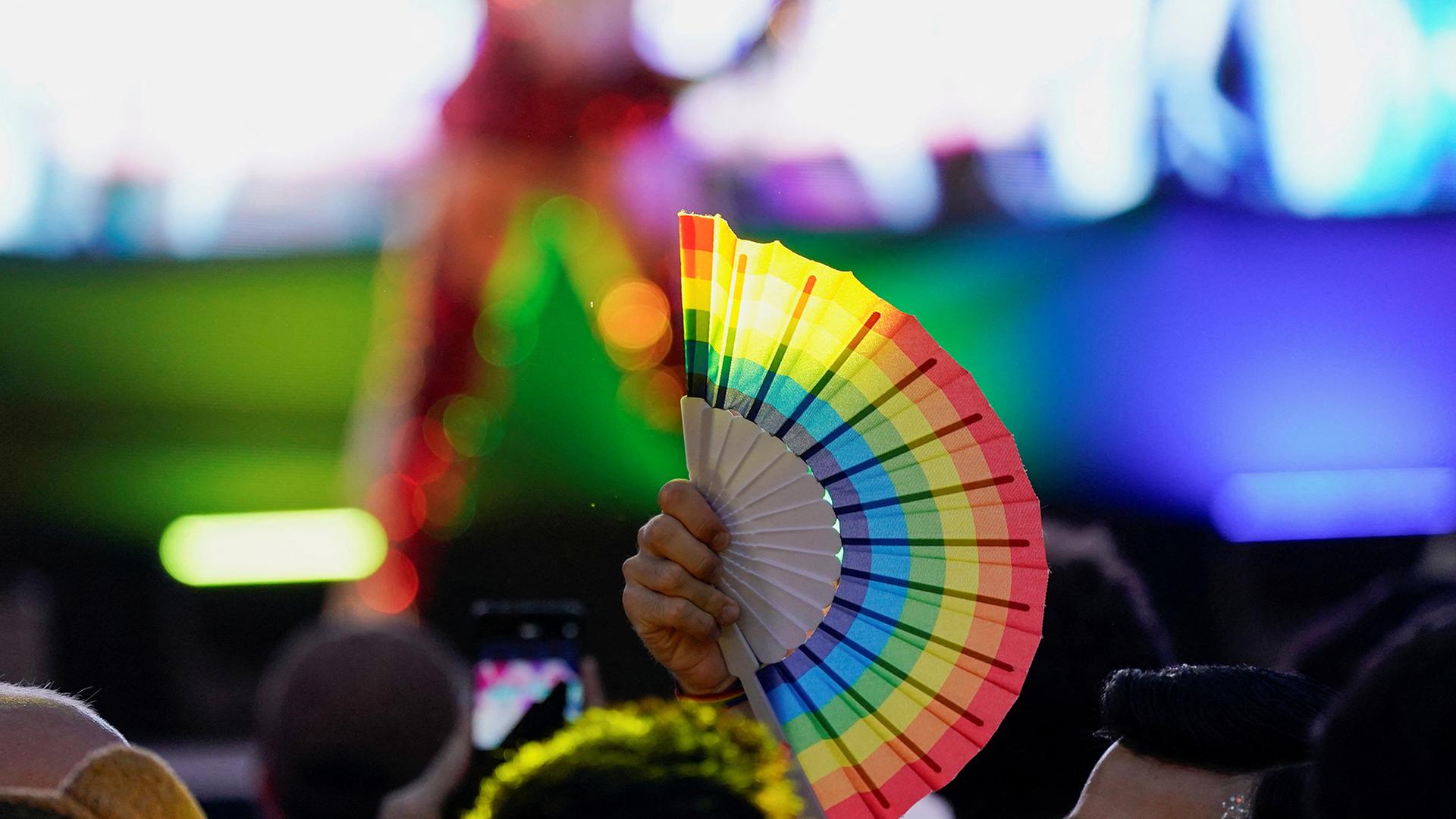Ein Fächer in Regenbogenfarben im Gegenlicht | REUTERS