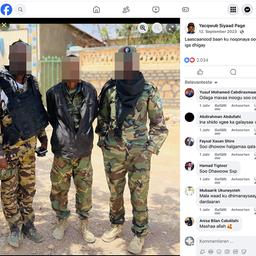 Screenshot der Facebookseite von Yacqwub Siyaad zeigt drei Männer in Uniform.