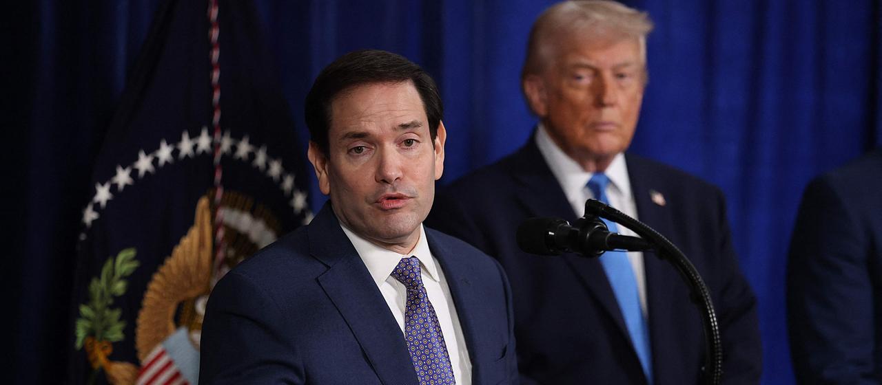 Marco Rubio und Donald Trump bei einer Pressekonferenz